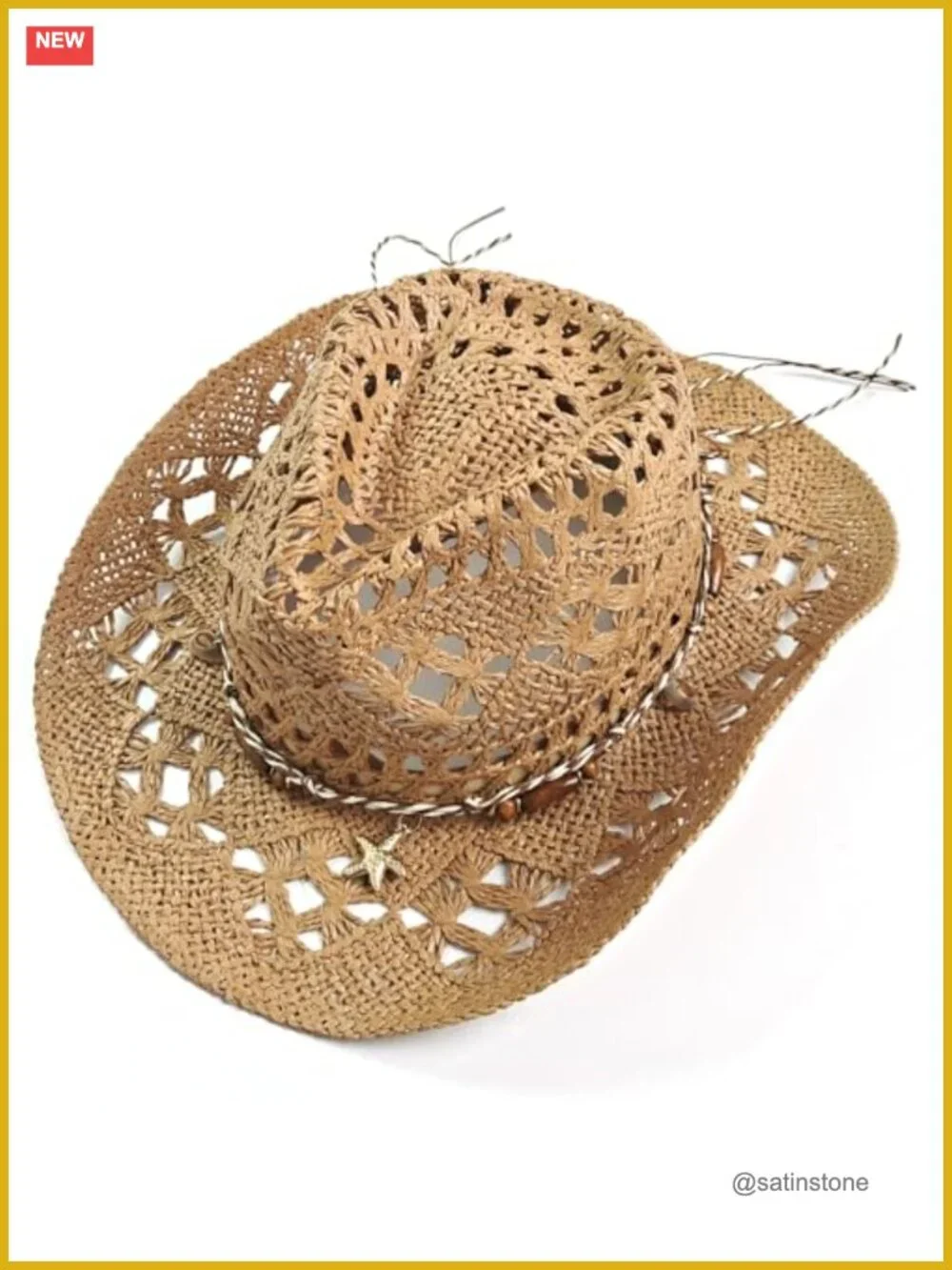 Straw Cowboy Hat Woven Cowgirl Western Sun Hat